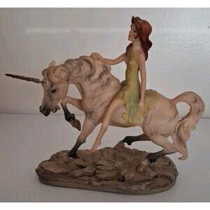 Schmid Unicorn & Maiden Sculpture Border Fine Arts 1980 Signed D Geenty Lot